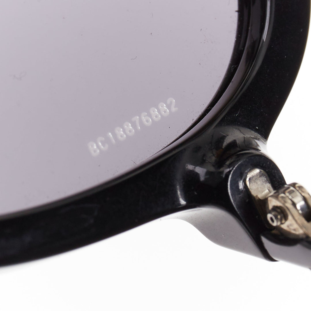 CHANEL 5381A black acetate silver brow bar aviator pilot sunglasses