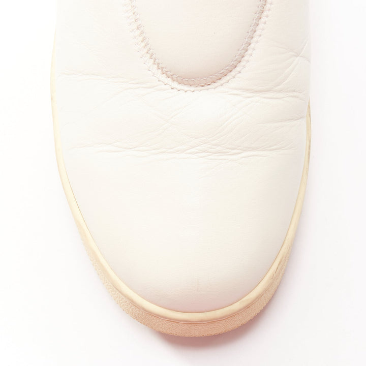 OLD CELINE 2015 cream leather padded logo tab platform skate shoes EU35