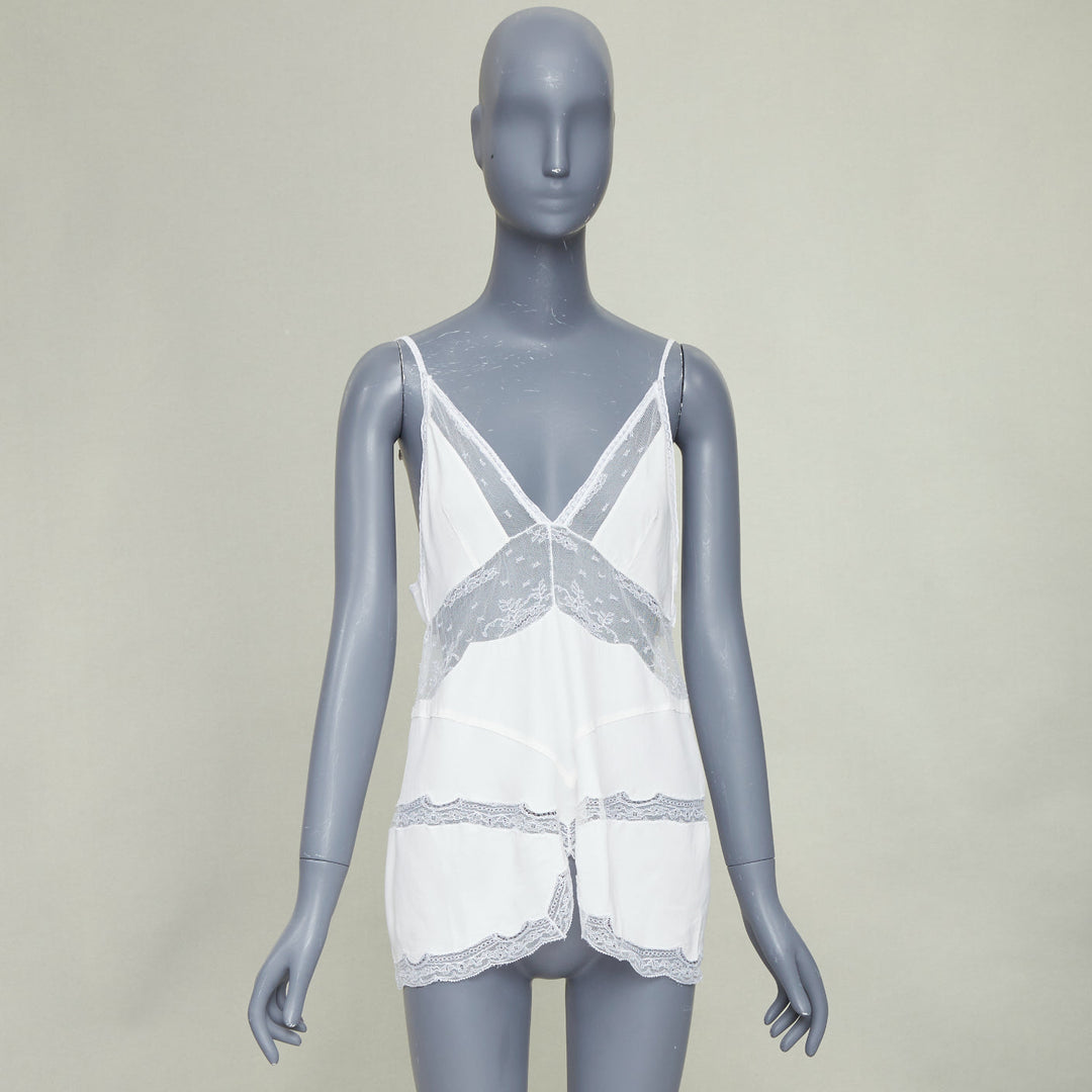 STELLA MCCARTNEY Vintage 2004 cream silk crepe lace panel cami tank top Sz.1 XS