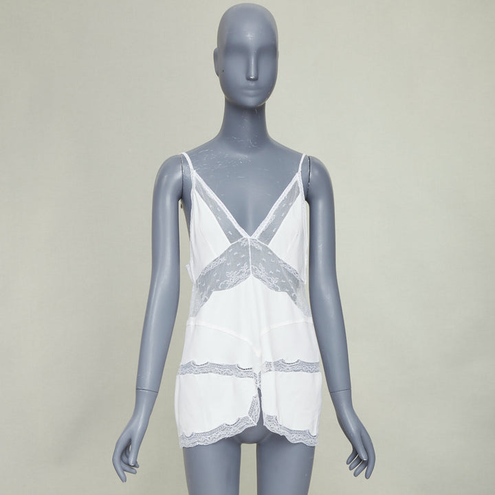 STELLA MCCARTNEY Vintage 2004 cream silk crepe lace panel cami tank top Sz.1 XS