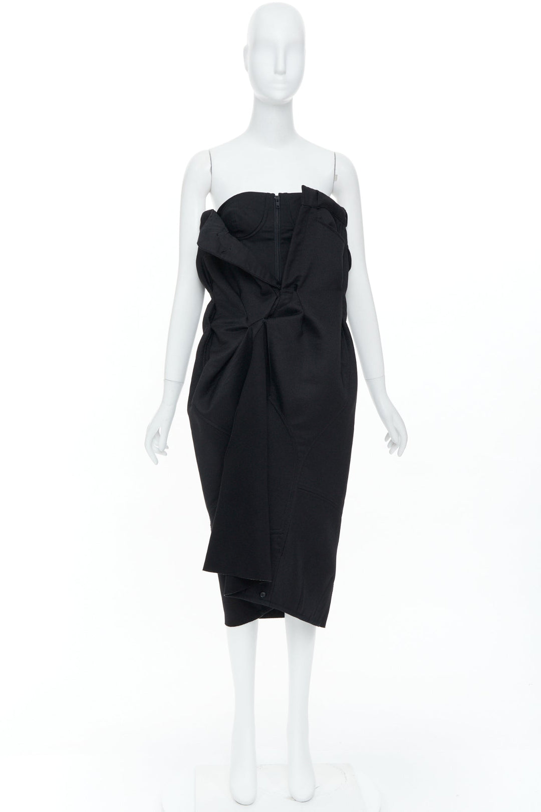 MAISON MARGIELA 2019 black deconstructed bustier strapless dress IT40 S