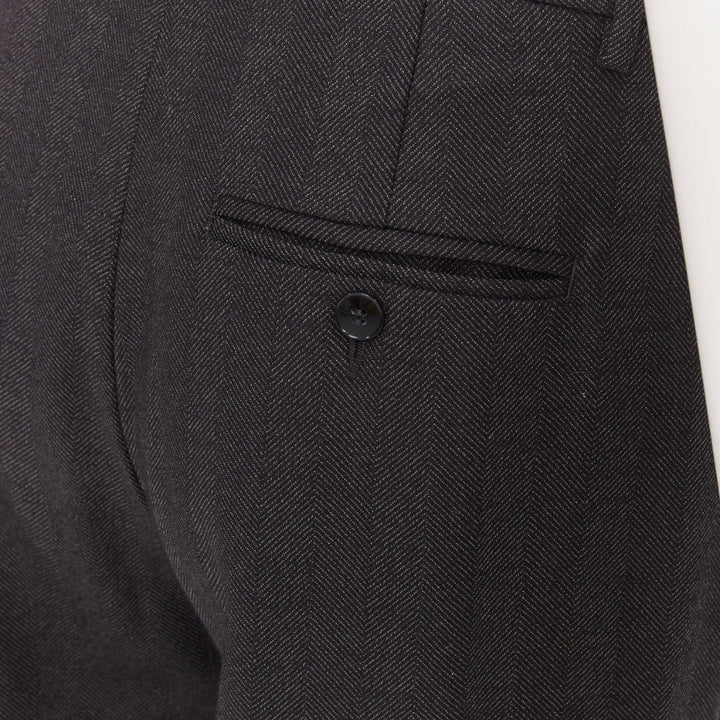 BARENA VENEZIA grey herringbone wool mid waist wide cropped trousers IT40 S