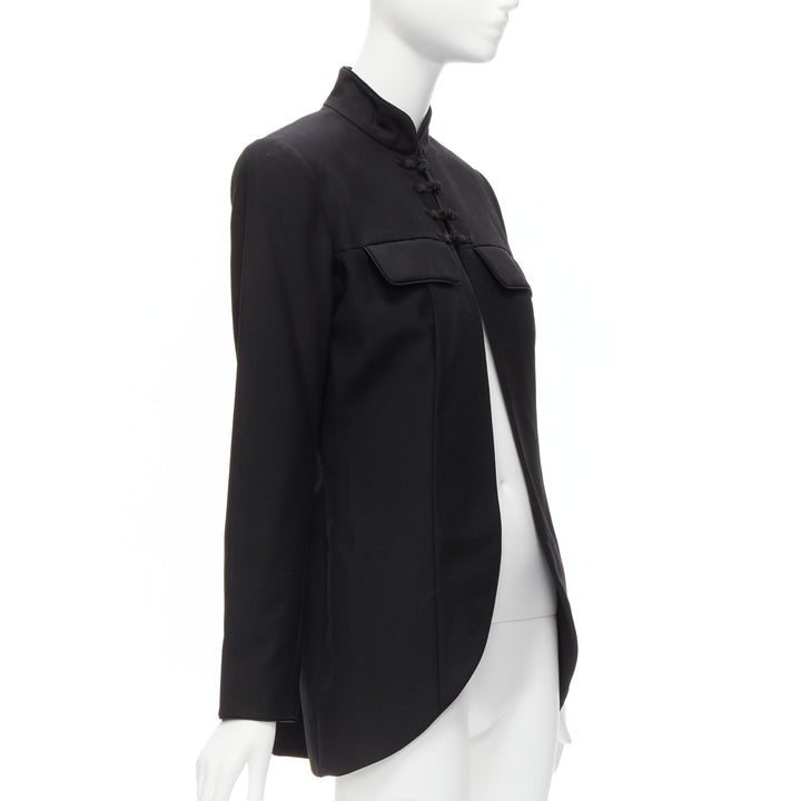 CHRISTIAN DIOR John Galliano 1999 Runway black Mao Mandarin collar jacket FR38 M
