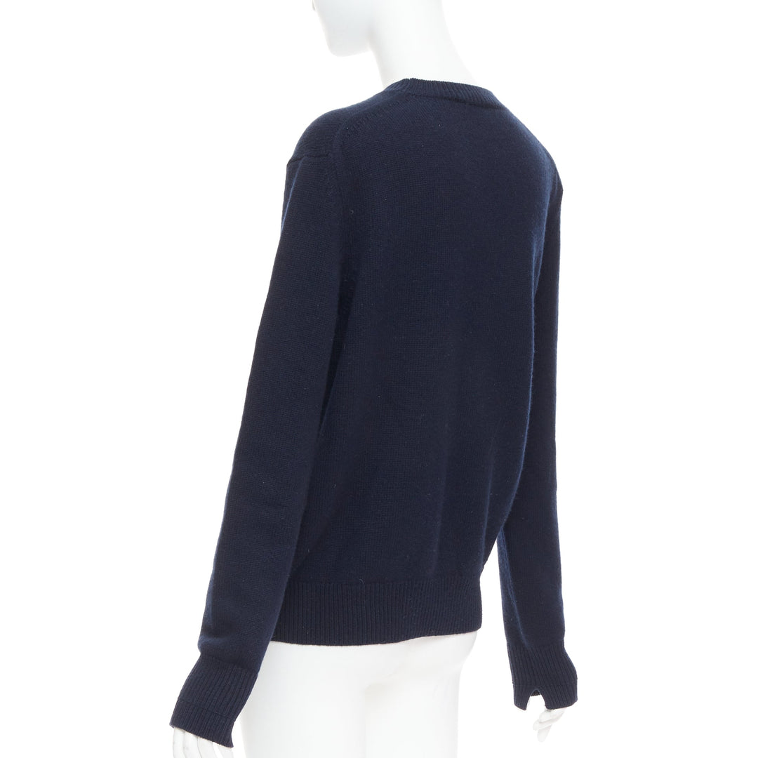 OLD CELINE Phoebe Philo navy wool blend button side sweater XS