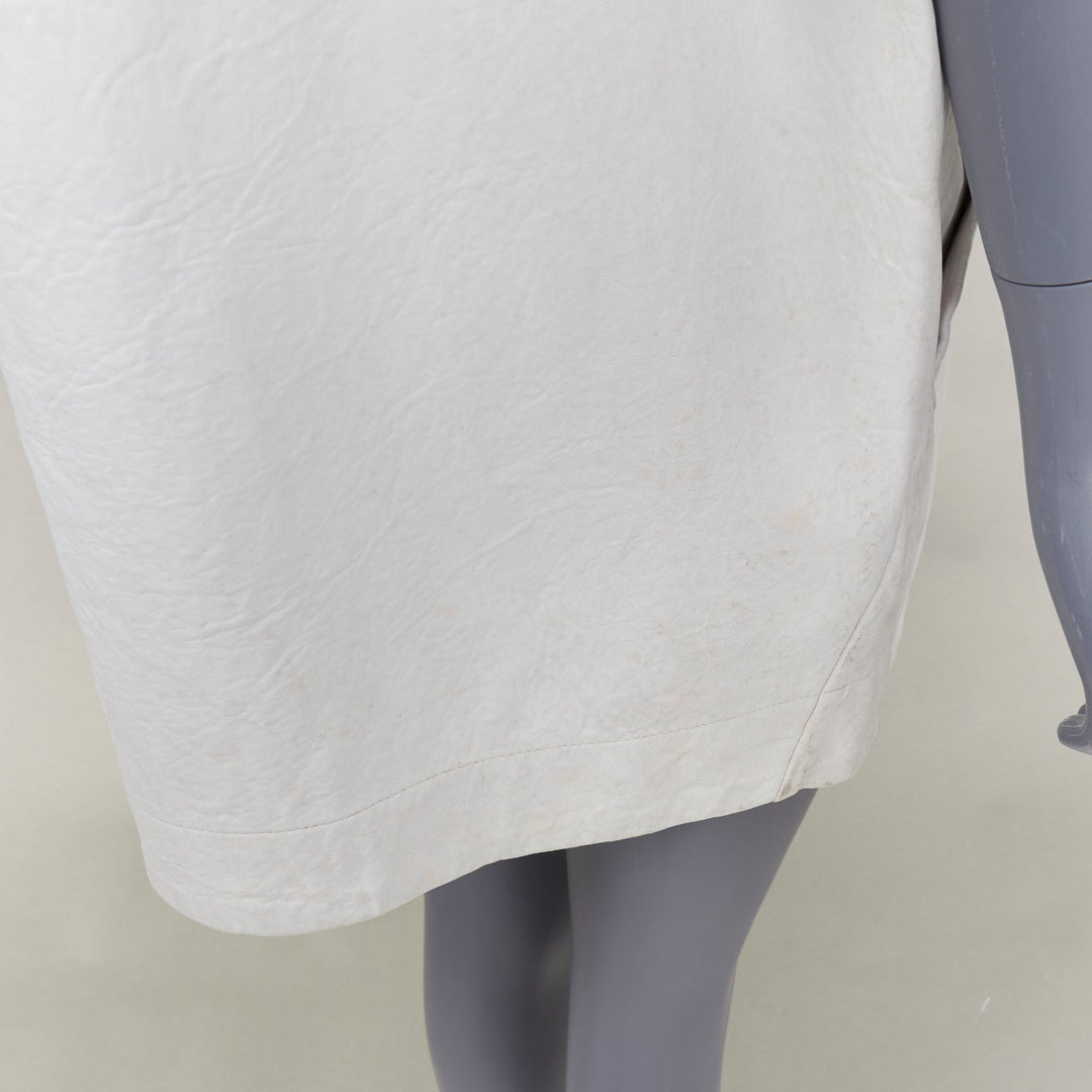 RICK OWENS 2012 Naska off white lambskin contrast trim cape jacket IT40 S
