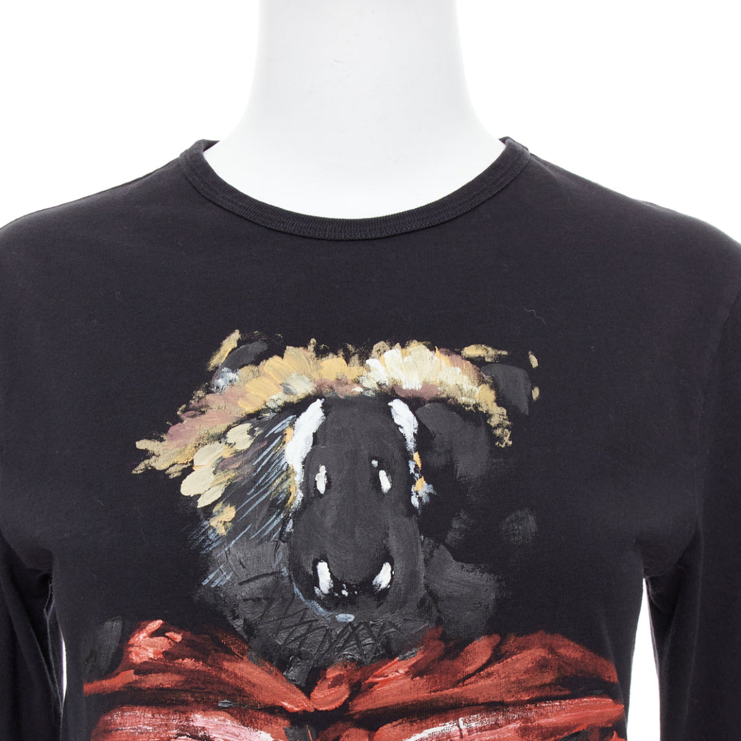 MONCLER red grey painted graphic black logo long sleeve tshirt
