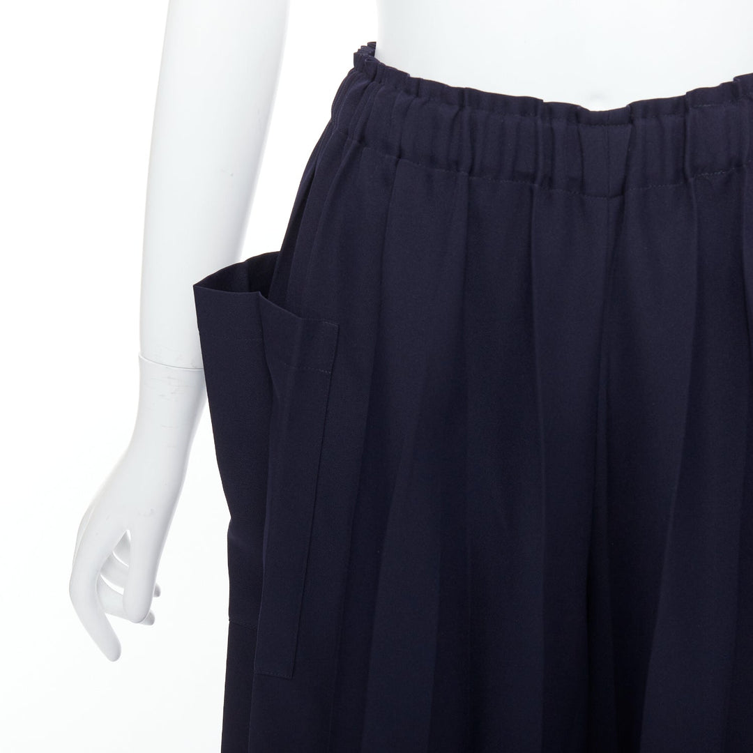 ISSEY MIYAKE ME navy pocketed pleated high waist culotte shorts