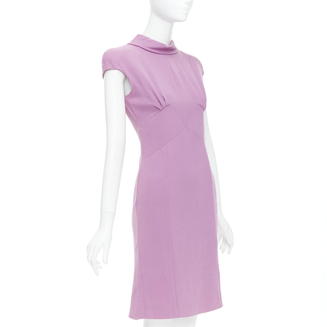 BOTTEGA VENETA purple mock neck cap sleeve ruched shift dress IT38 XS