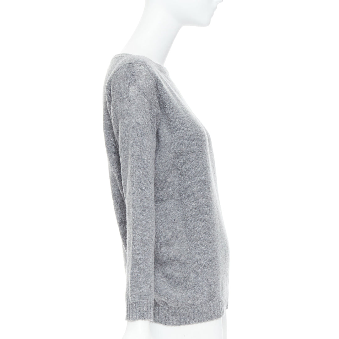 PRADA grey bateau neck panelled crop sleeves sweater