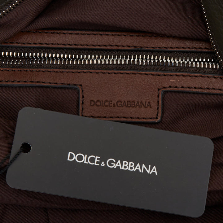 DOLCE GABBANA 2005 grey distressed leather canvas strap duffel travel bag
