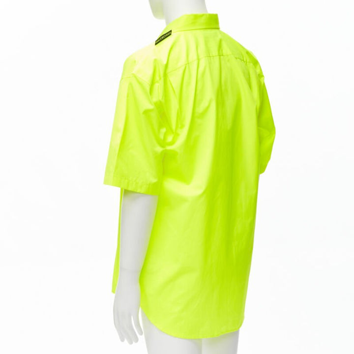 BALENCIAGA Demna 2020 neon yellow shoulder tab boxy oversized shirt EU38 S