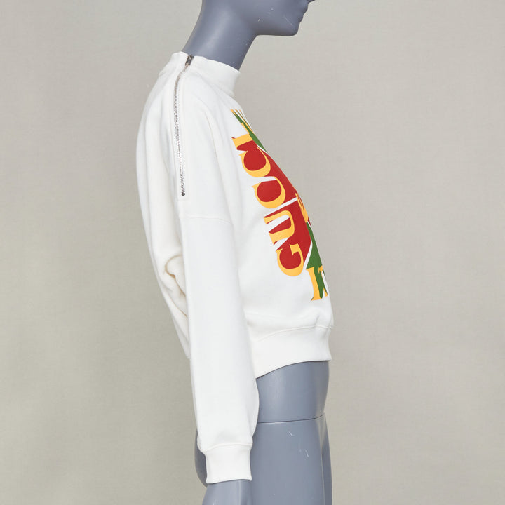GUCCI 2022 Vintage Logo geometric graphic print zip shoulder sweatshirt IT40 S