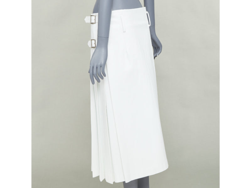 COMME DES GARCONS Homme Plus 2018 white PU cowhide trimmed pleated kilt skirt S