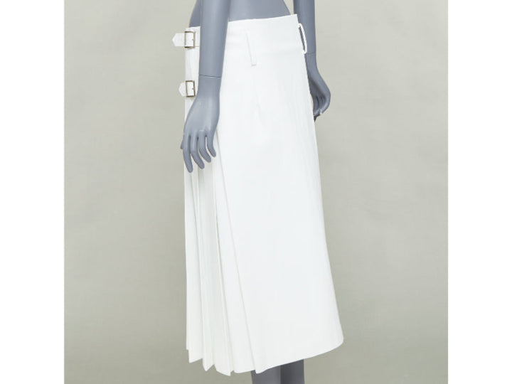 COMME DES GARCONS Homme Plus 2018 white PU cowhide trimmed pleated kilt skirt S