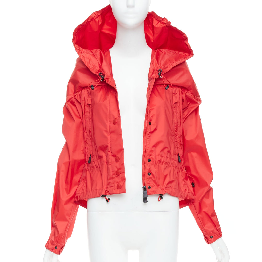 MONCLER Grenoble red oversized hood nylon windbreaker coat Sz0