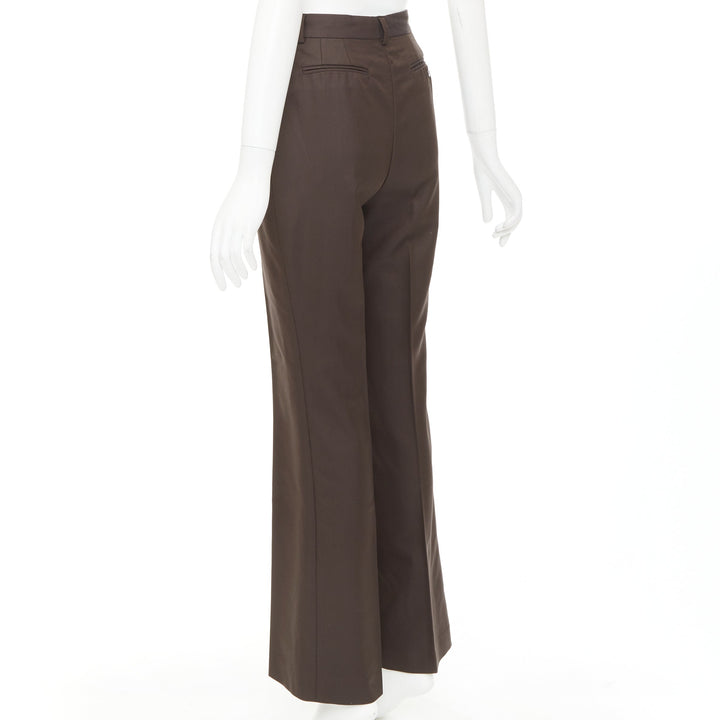 GUCCI Tom Ford chocolate brown curved pocket high waist flare trousers IT40 S