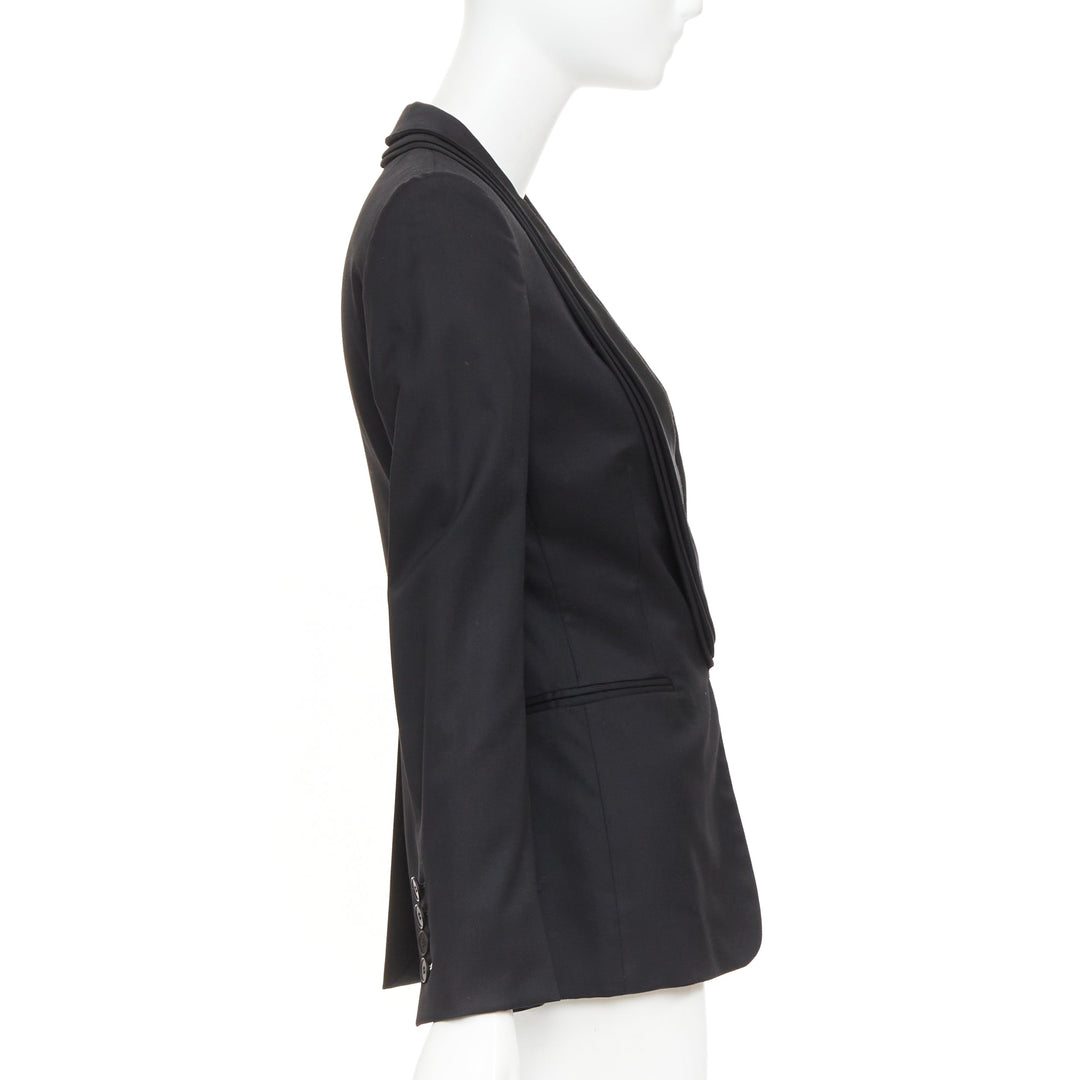 STELLA MCCARTNEY 2014 black wool layered shawl collar tuxedo blazer IT36A XXS