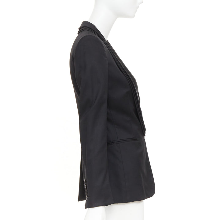 STELLA MCCARTNEY 2014 black wool layered shawl collar tuxedo blazer IT36A XXS