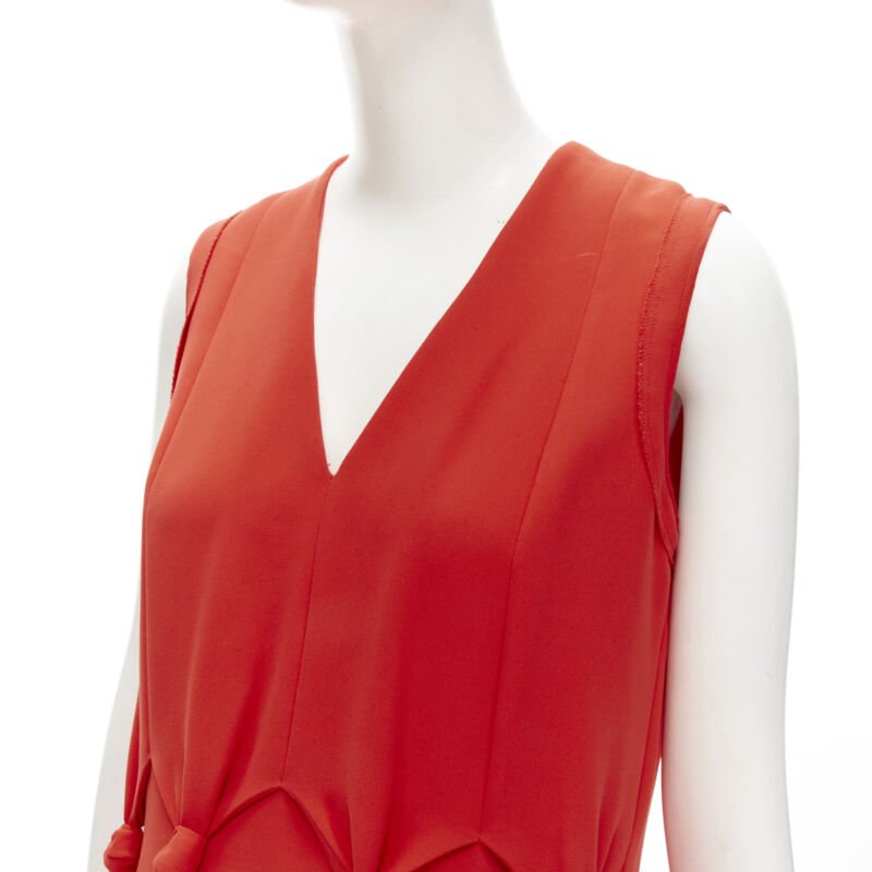 VVB VICTORIA BECKHAM red polyester crepe knot detail cocktail dress UK8 S