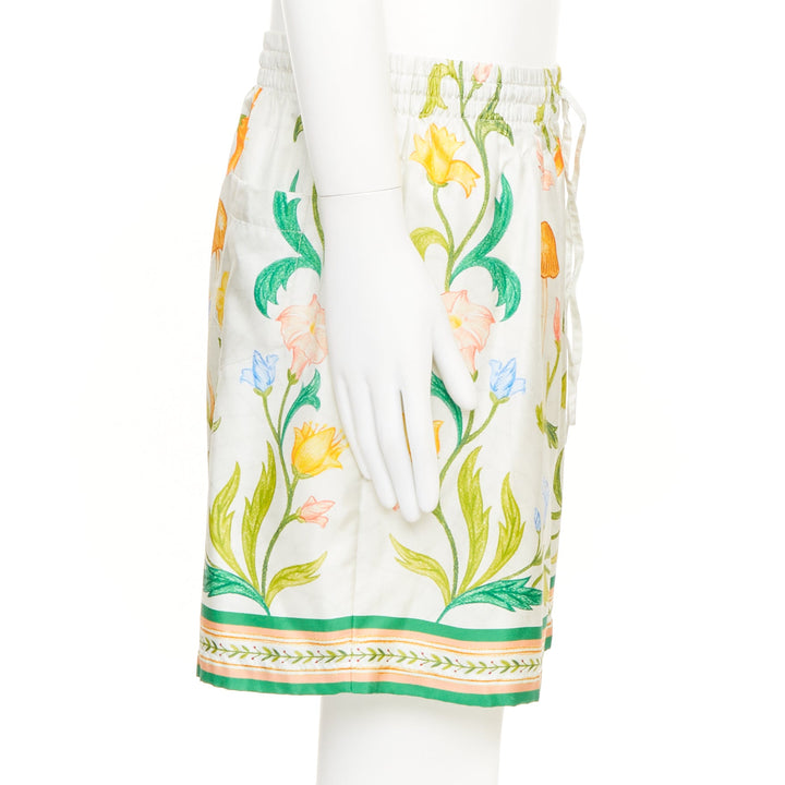 CASABLANCA 2023 L'Arche Fleurie floral print drawstring silk beach shorts XXL