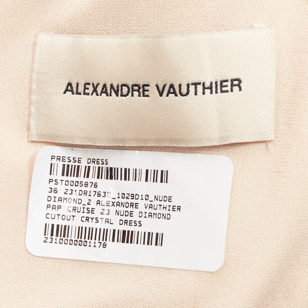 ALEXANDRE VAUTHIER 2023 Bridal ivory diamond strass crystal cut out draped gown