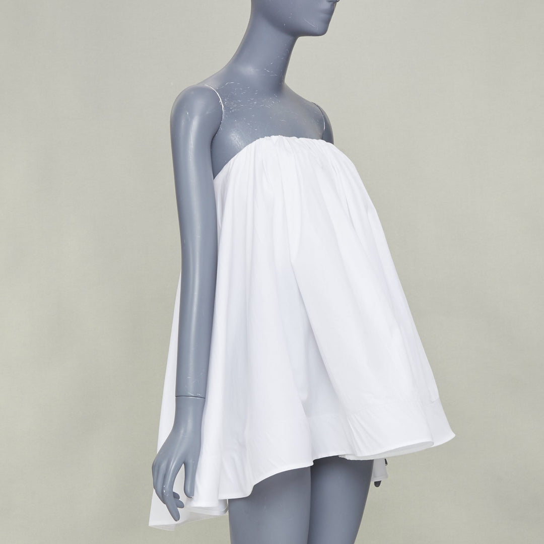 MATICEVSKI 2016 Profound white crisp cotton babydoll high low tunic top AUS8 S