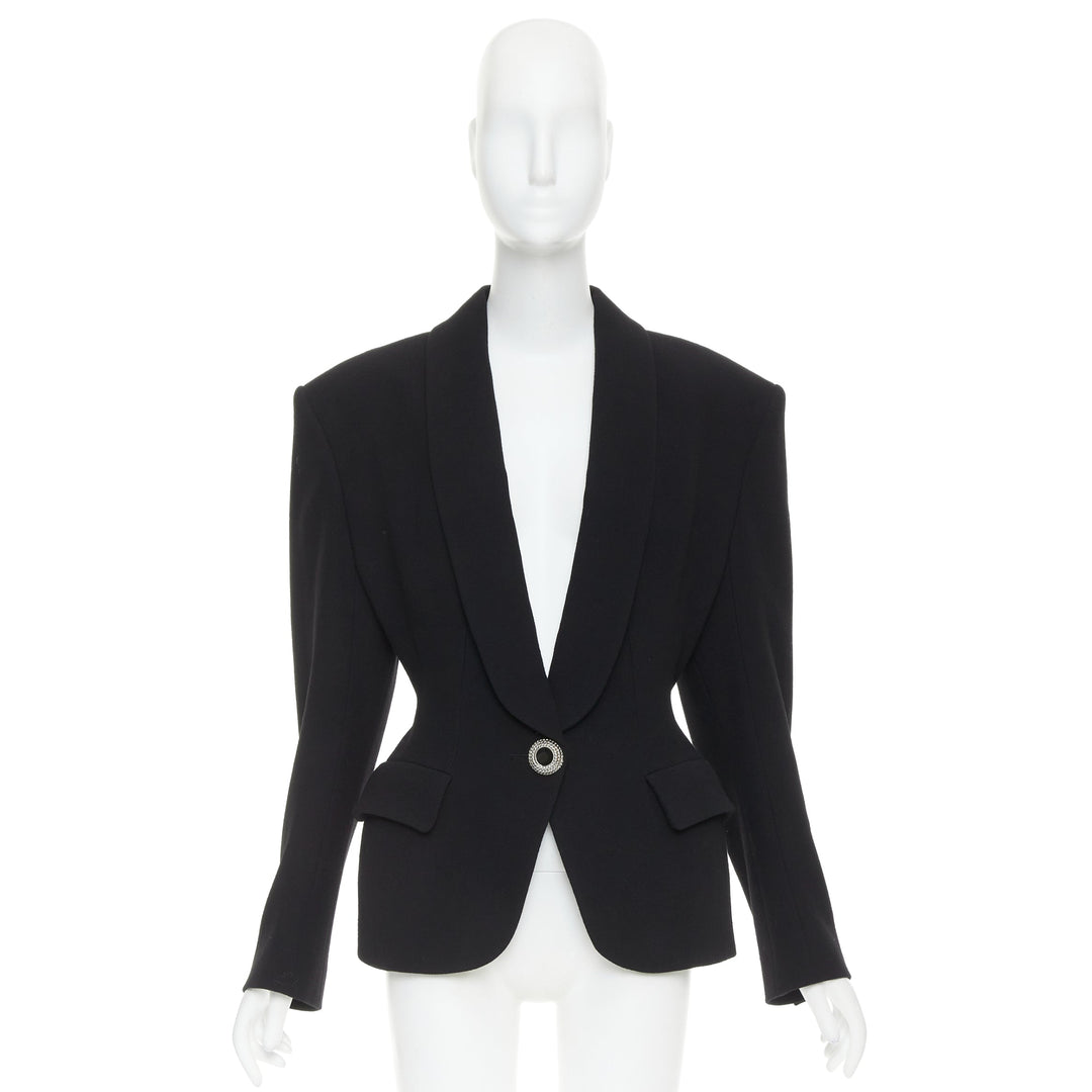 ALEXANDRE VAUTHIER COUTURE 2022 Runway black enamel buttons wasp waist blazer