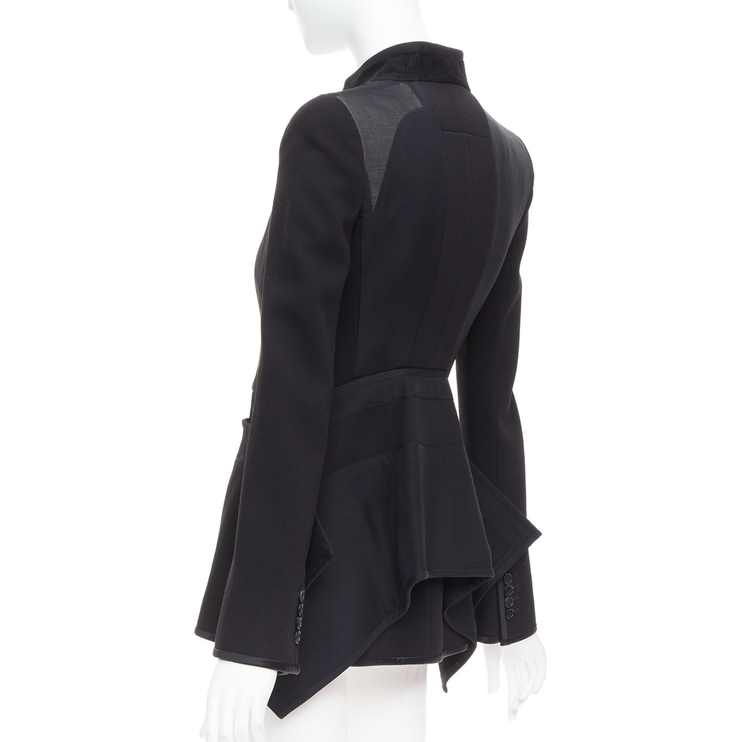 GIVENCHY 2012 Runway black structural sheer overlay peplum blazer