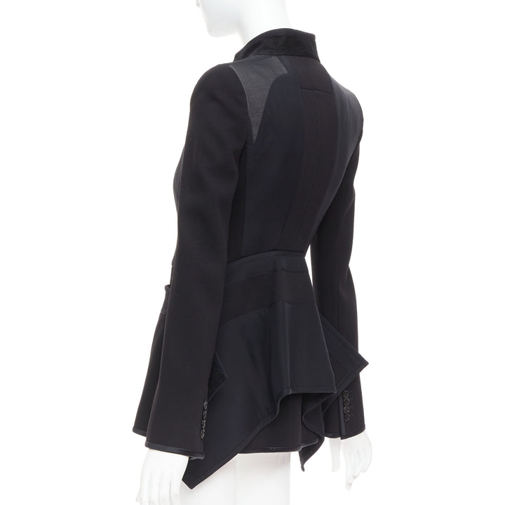 GIVENCHY 2012 Runway black structural sheer overlay peplum blazer