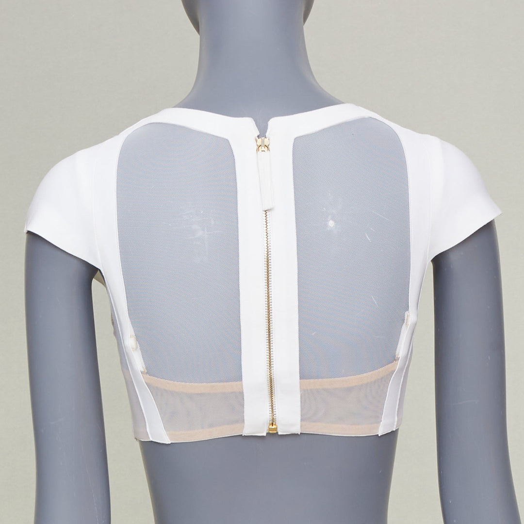 LA PERLA 2016 Neoprene Desire tulle embroidered white underwire crop top 32A XS