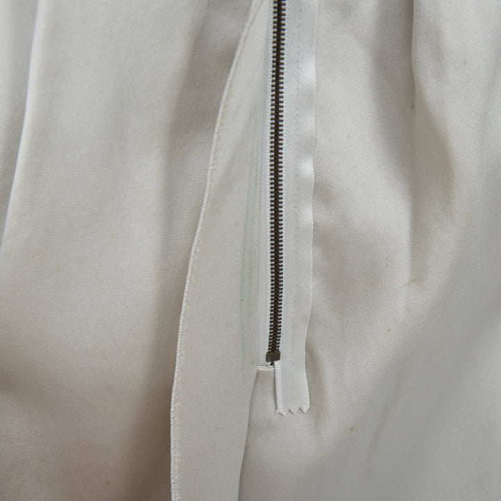 LANVIN Bridal light gray structural strapless bow back pleated bell dress FR36 S