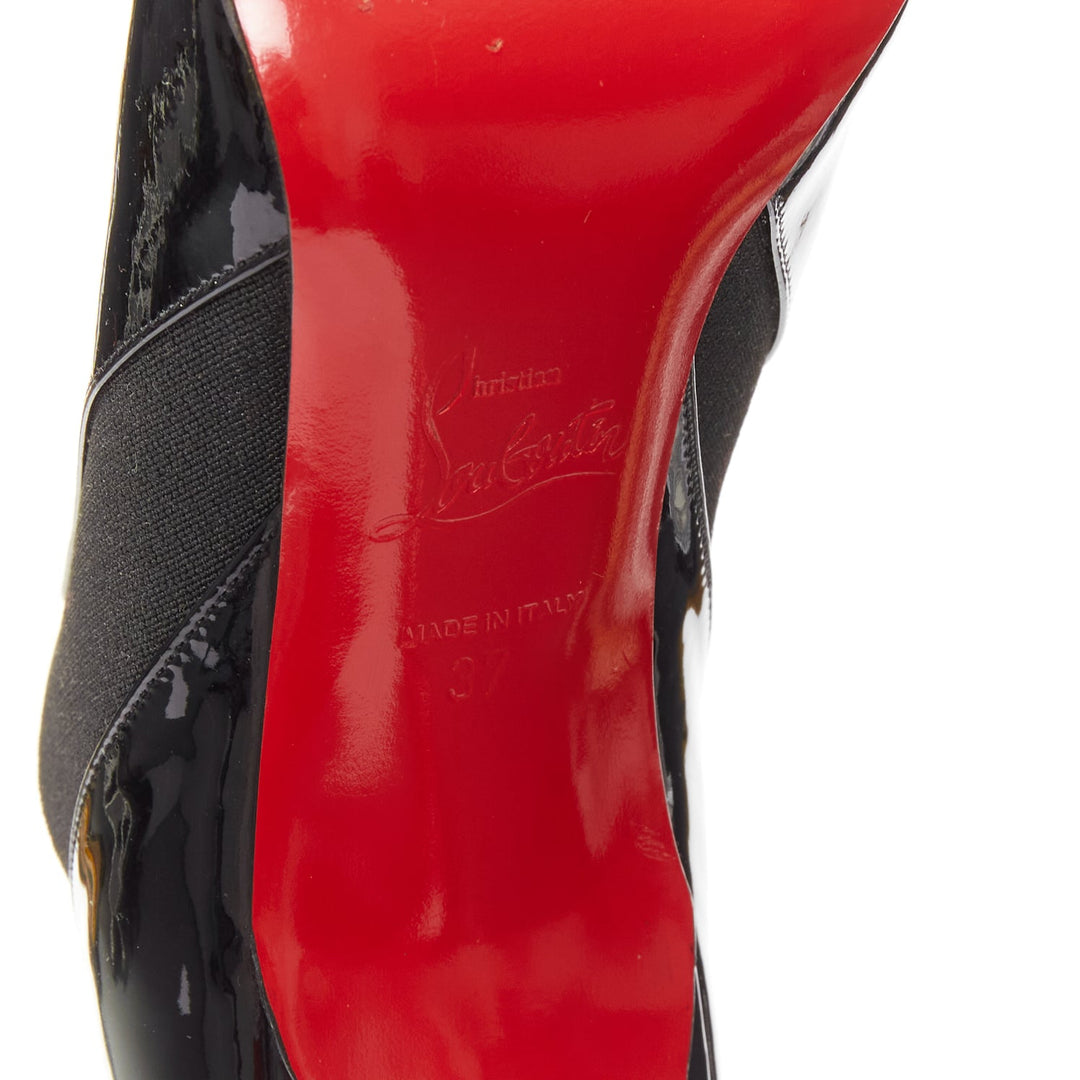 CHRISTIAN LOUBOUTIN Lastoto 80 black patent leather bootie heels EU37