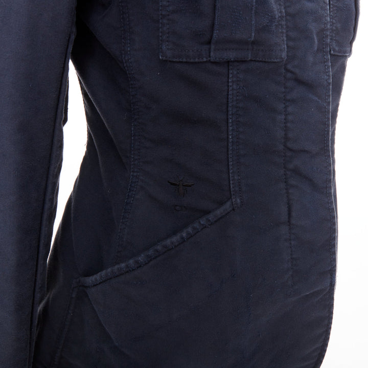 CHRISTIAN DIOR 2018 Runway navy washed cotton utility contour bar jacket FR36 S