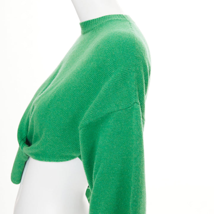 ALEXANDER MCQUEEN 2023 kelly green wool cashmere twisted curved sweater S