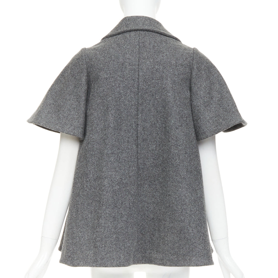 MARNI grey wool blend flannel flutter short swing jacket IT38 XS
