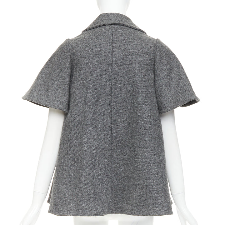 MARNI grey wool blend flannel flutter short swing jacket IT38 XS