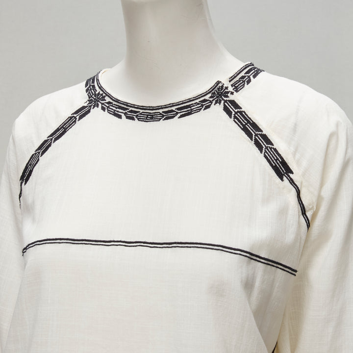 Female mannequin wearing Isabel Marant Cream Cotton Women Top in Size FR36 | Available at JHROP