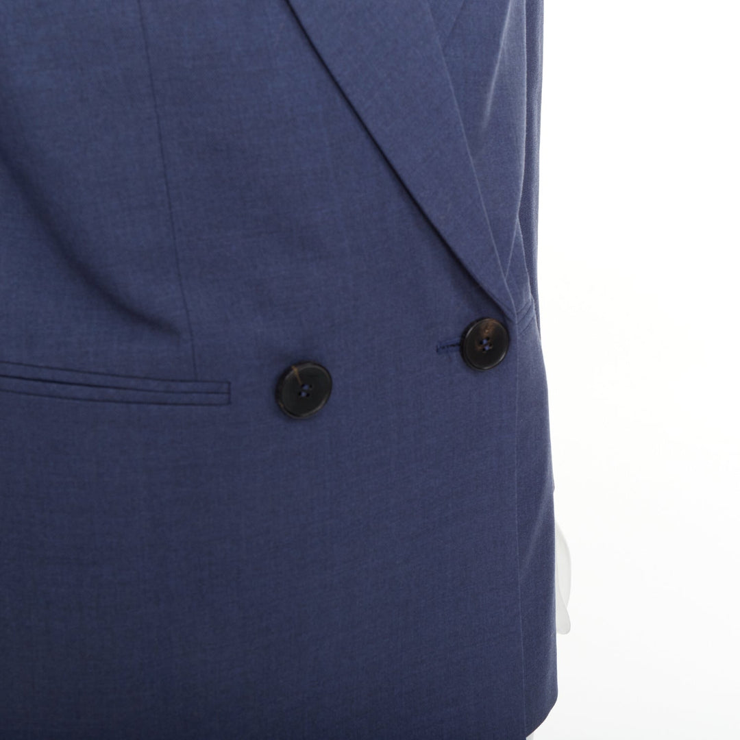 ALEXANDER MCQUEEN 2021 blue double breasted wool tailoring suit blazer IT36 XXS