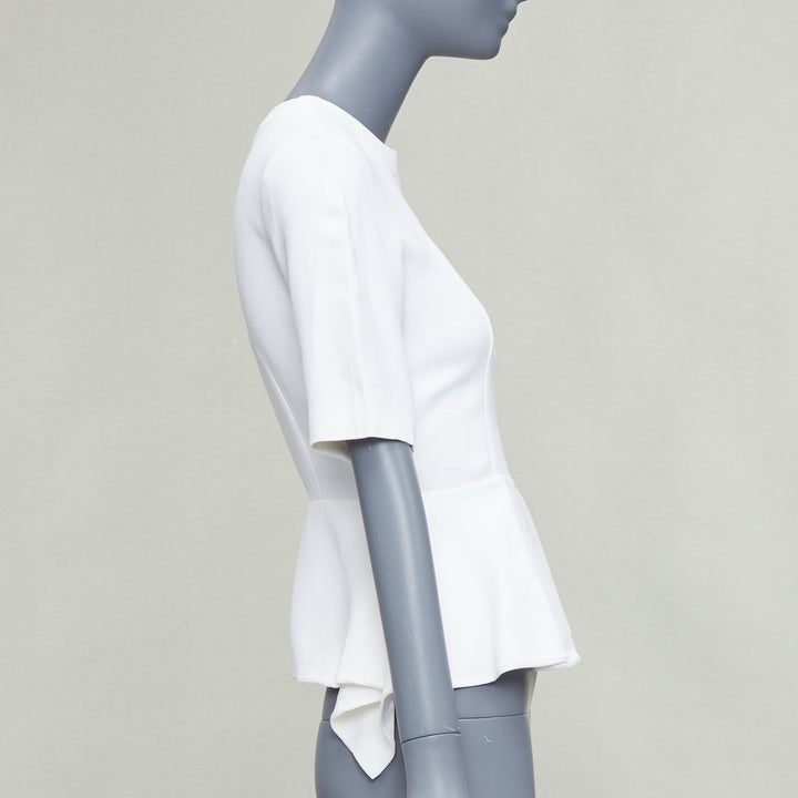 MIU MIU 2013 cream acetate blend peplum half sleeve top IT38 XS