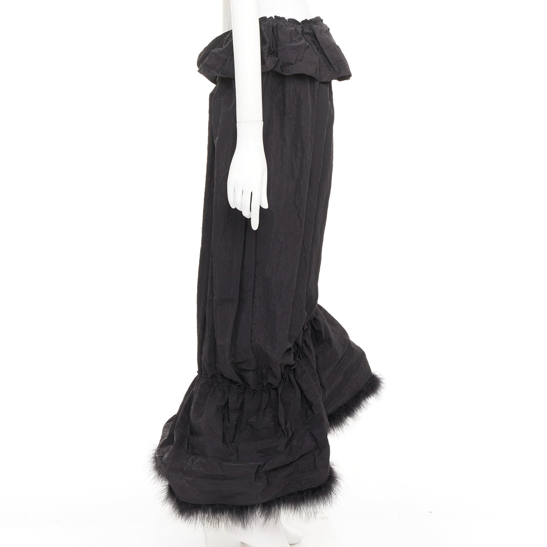 SIMONE ROCHA black cloque paperbag taffeta bubble turkey feather midi skirt UK6
