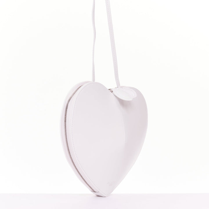 ALAIA 2022 Le Coeur white smooth calfskin sculptural leather heart crossbody bag