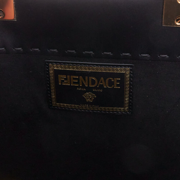 FENDI VERSACE 2022 FENDACE Sunshine black gold logo print shopper tote bag