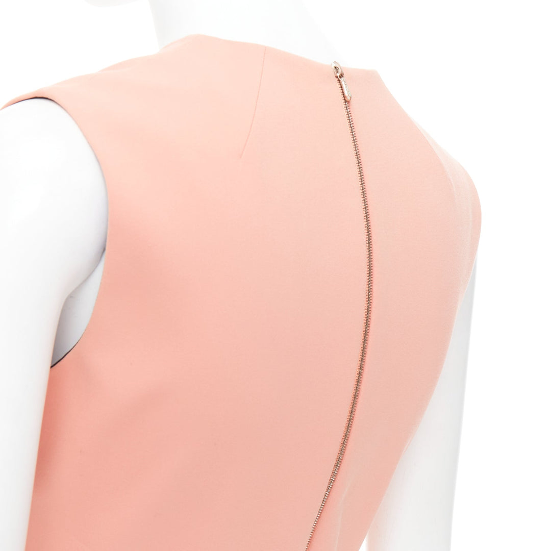 VICTORIA BECKHAM salmon pink cotton blend 2 way zip sheath dress UK10 M