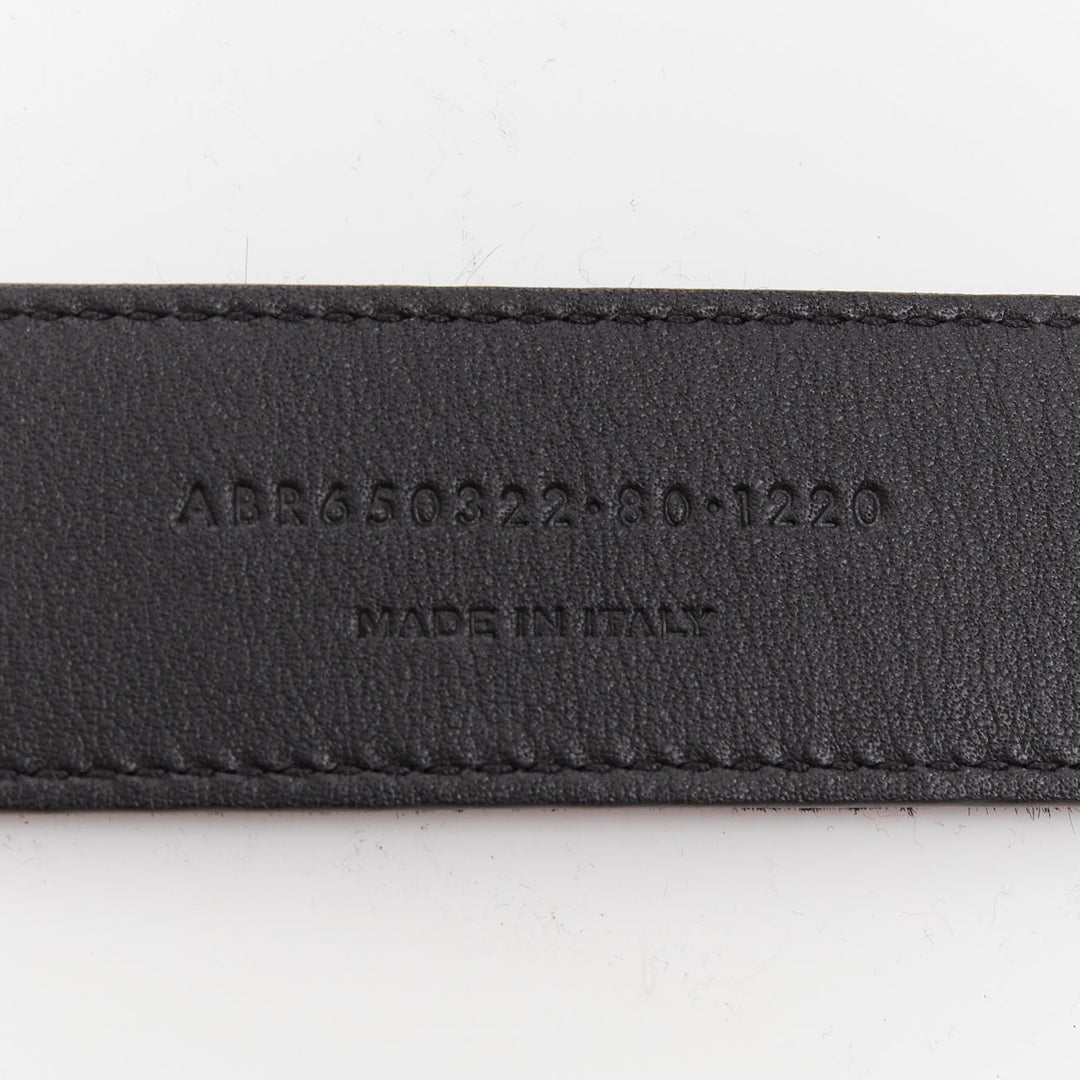 SAINT LAURENT gold tone hammered heart buckle black calf hair belt 80cm