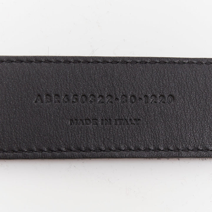 SAINT LAURENT gold tone hammered heart buckle black calf hair belt 80cm