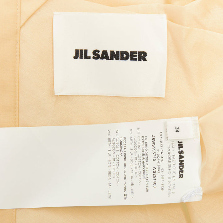 JIL SANDER 2021 pastel yellow cotton silk knot detail wrap short cape IT34 XXS