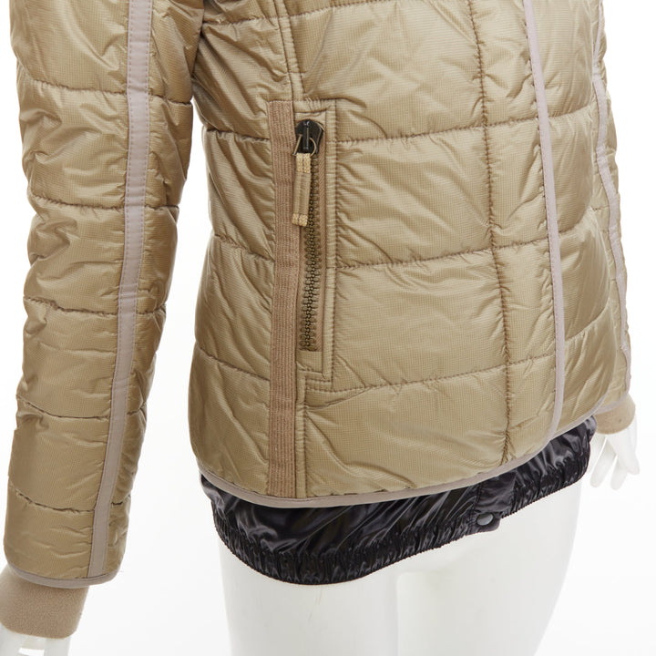 FRAUENSCHUH Limited Edition handcrafted khaki nylon zip snow puffer jacket XS