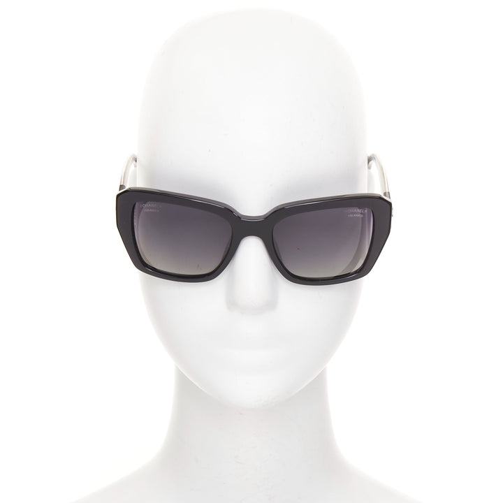 CHANEL 5263A  black clear square frame polarized CC logo sunglasses