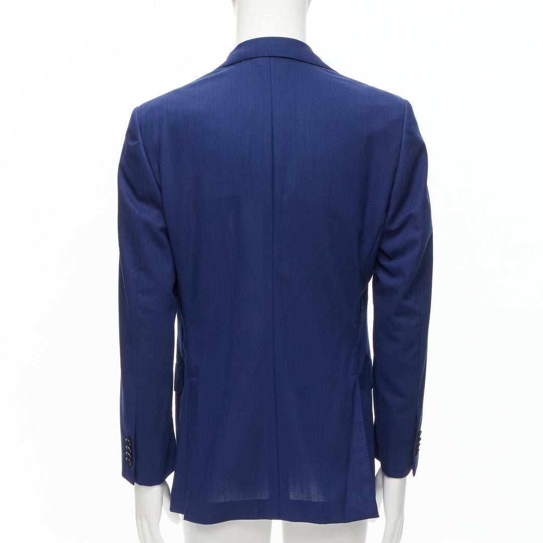 DRAKE'S Loro Piana wool navy blue flap pockets single breasted blazer IT50 L