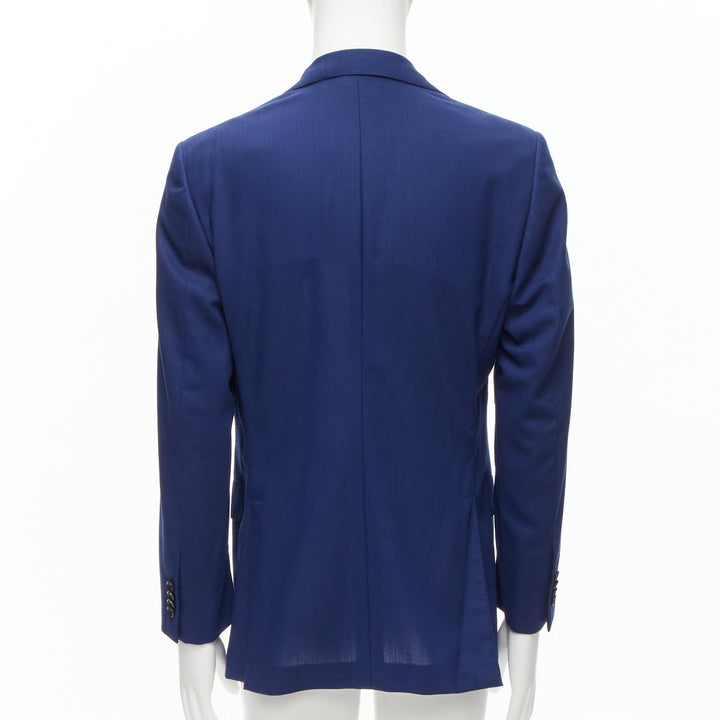 DRAKE'S Loro Piana wool navy blue flap pockets single breasted blazer IT50 L